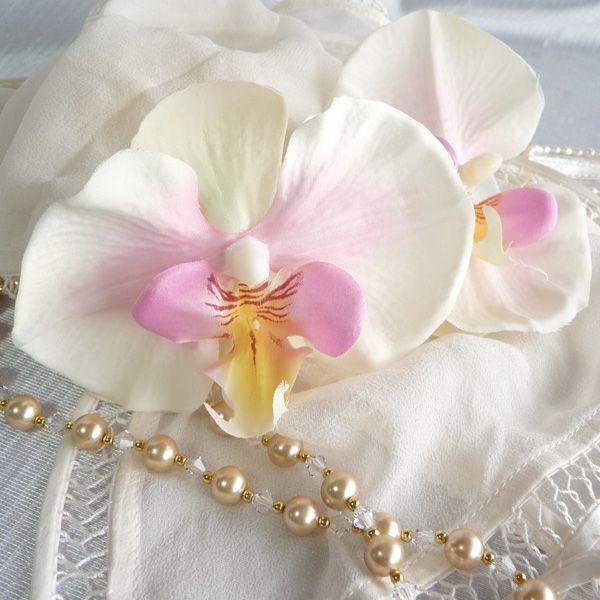 和装・洋装兼用　髪飾りコチョウラン2本セット　ホワイティキュート |  | 02