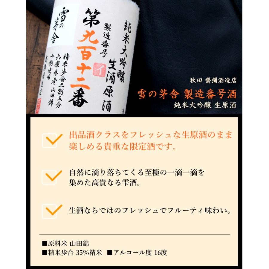 雪の茅舎 製造番号酒 純米大吟醸 袋吊り 生酒 1800ml 期間限定 斎彌酒造 秋田県｜kyoto-fukushima｜03