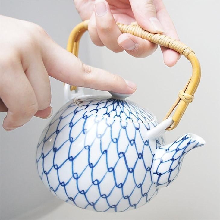 京焼 清水焼 ティーポット(石瓶) 青網石瓶 芳山窯 : 京都ひがし