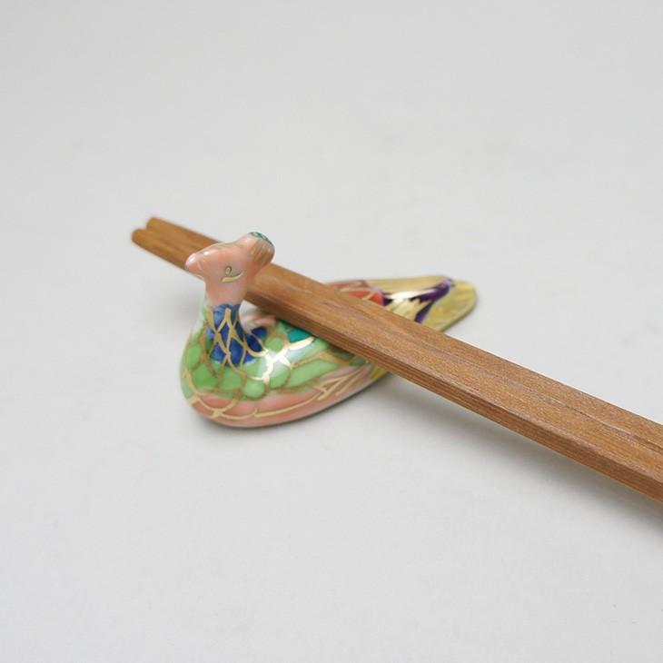 箸置き 2個セット 孔雀 京焼 清水焼 ペア 芳山窯 孔雀ペア箸置 : 京都