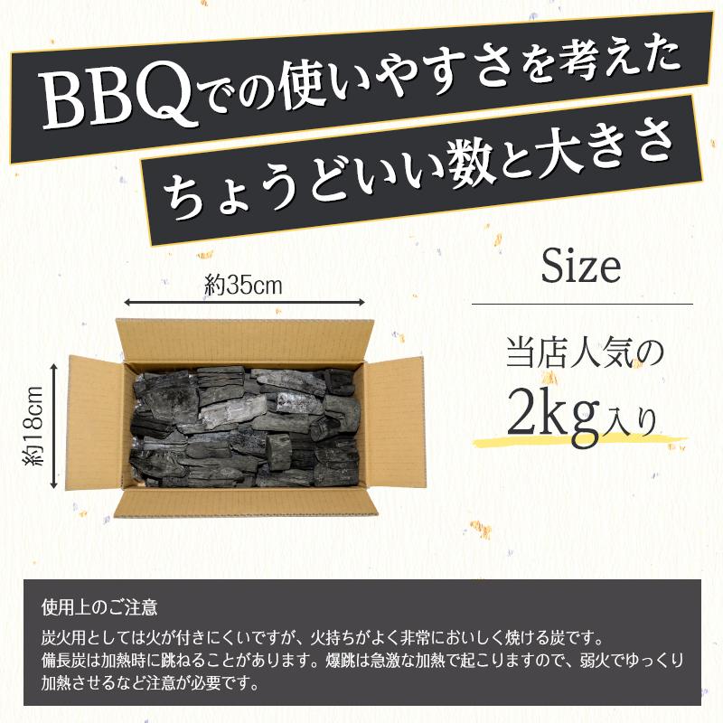 日向備長炭 バーベキュー用 2kg BBQ 炭 七輪 キャンプ アウトドア 備長