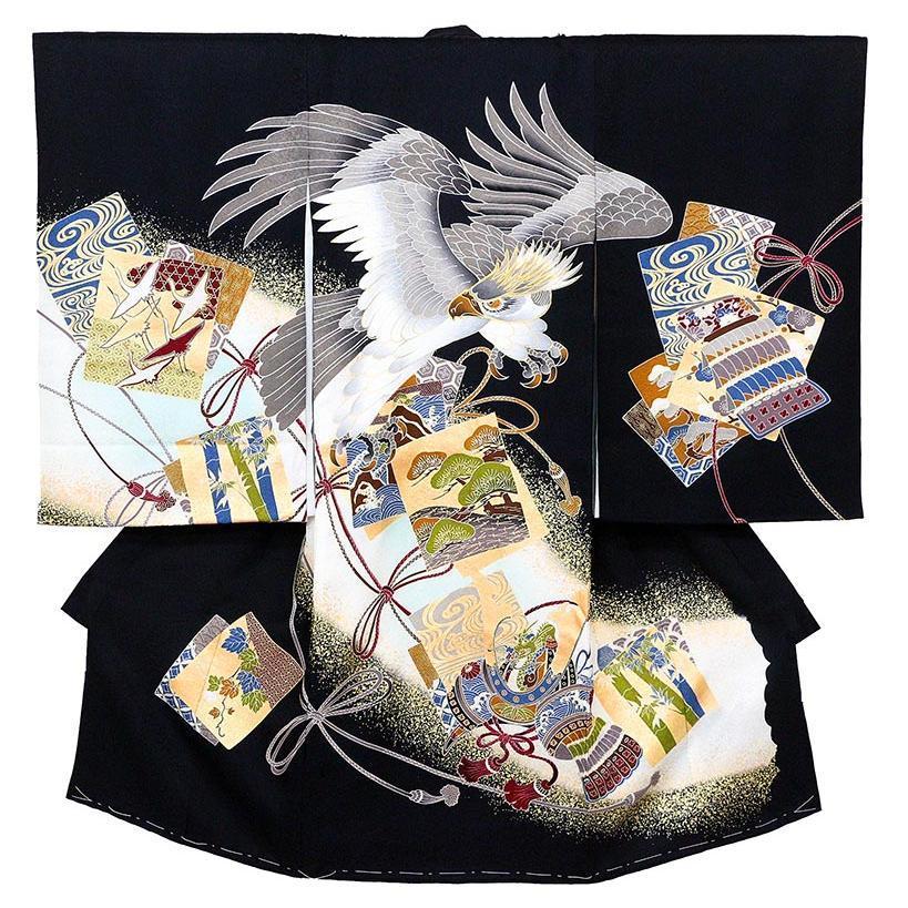 まいく　正絹産着祝着京友禅、豪華本金彩仕様、特選大鷹に大将兜龍祝い文 記念感謝祭☆新品正絹産着祝着京豪華友禅、金彩仕様、大鷹と祝大将兜