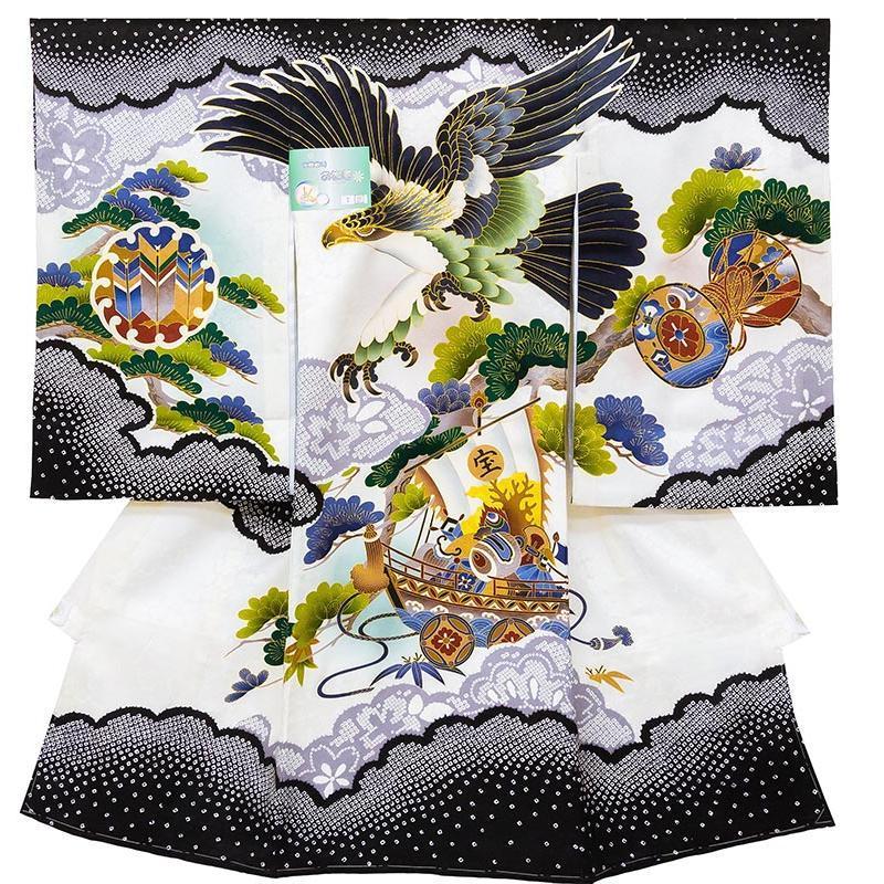 新品正絹祝着特選大鷹に祝い大王松古典文 京友禅最高級手描き染刺繍