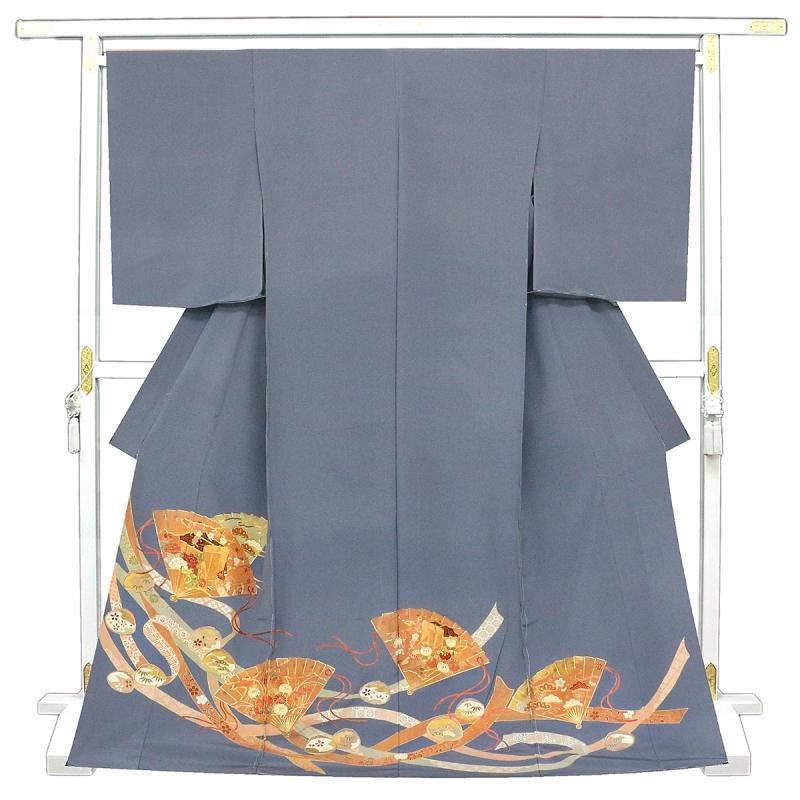 ※記念感謝祭【仕立無料】京都工芸手刺繍色留袖☆吉祥熨斗扇面文☆手描染、本金加工☆トール仕様（10011532）