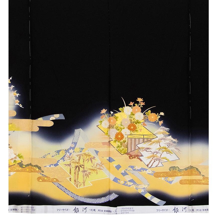 ※記念感謝祭【仕立無料】京友禅伝統工芸士手描き染トールサイズ黒留袖☆加賀優美吉祥四季花特撰図☆落款入10012034の画像