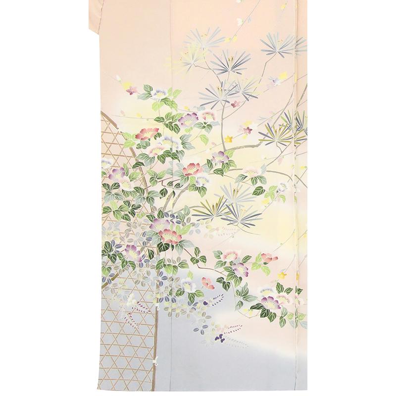 ※記念感謝祭【仕立無料】京友禅工芸作家松本健一先生作☆垣根四季花加賀手描き特撰上品ボカシ染訪問着（10012341）の画像