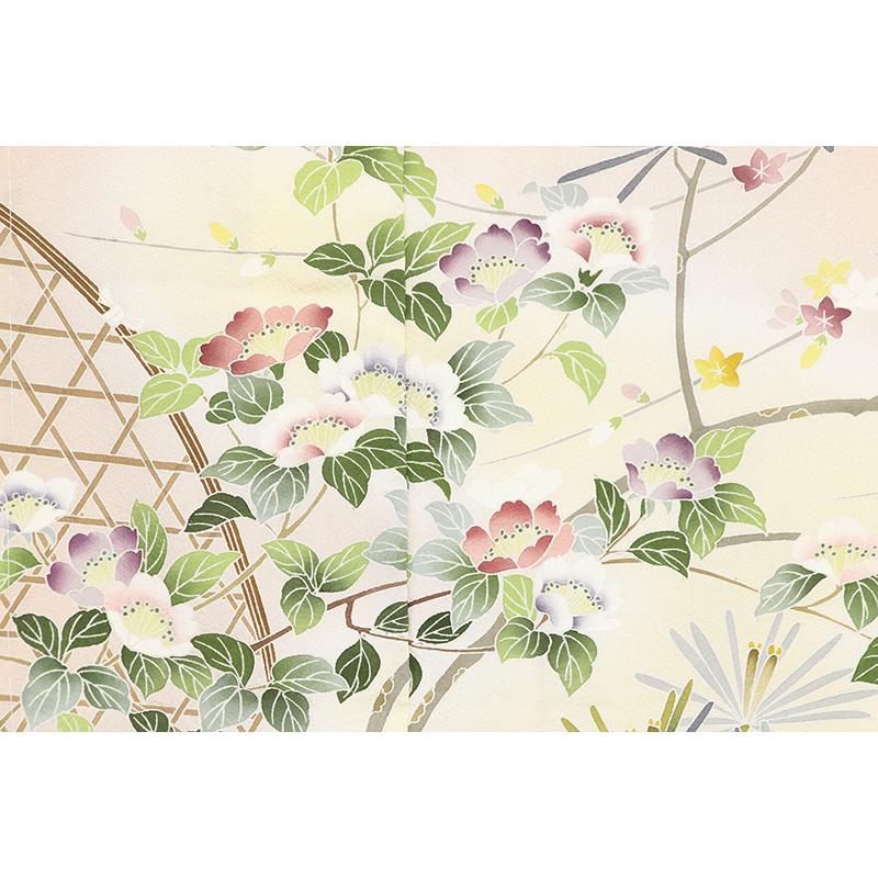 ※記念感謝祭【仕立無料】京友禅工芸作家松本健一先生作☆垣根四季花加賀手描き特撰上品ボカシ染訪問着（10012341）の画像