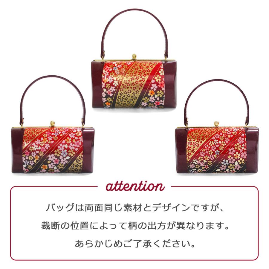 振袖用 バッグ エナメル 金彩 桜 礼装 袴 赤 えんじ ワイン 金 和装