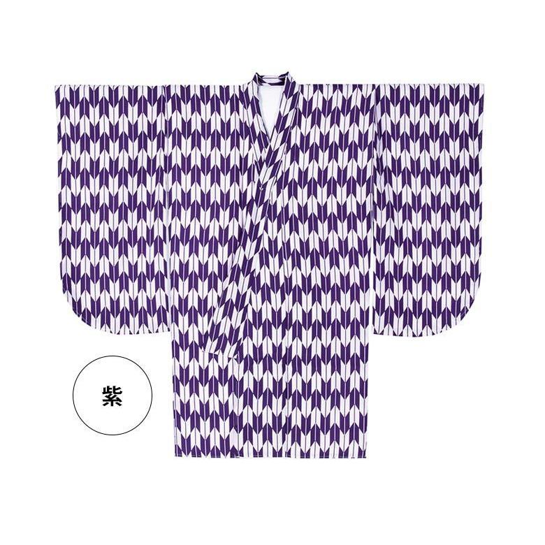 小振袖 二尺袖 着物単品 ショート丈着物 小紋柄 袴専用 矢絣 紫 赤