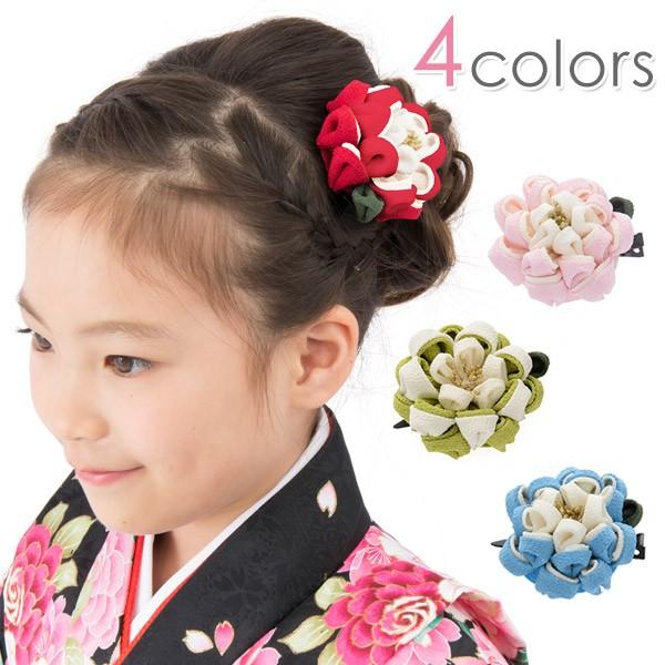 髪飾り ちりめん つまみ細工 ピン 一輪花 送料無料 : 京のみやび  