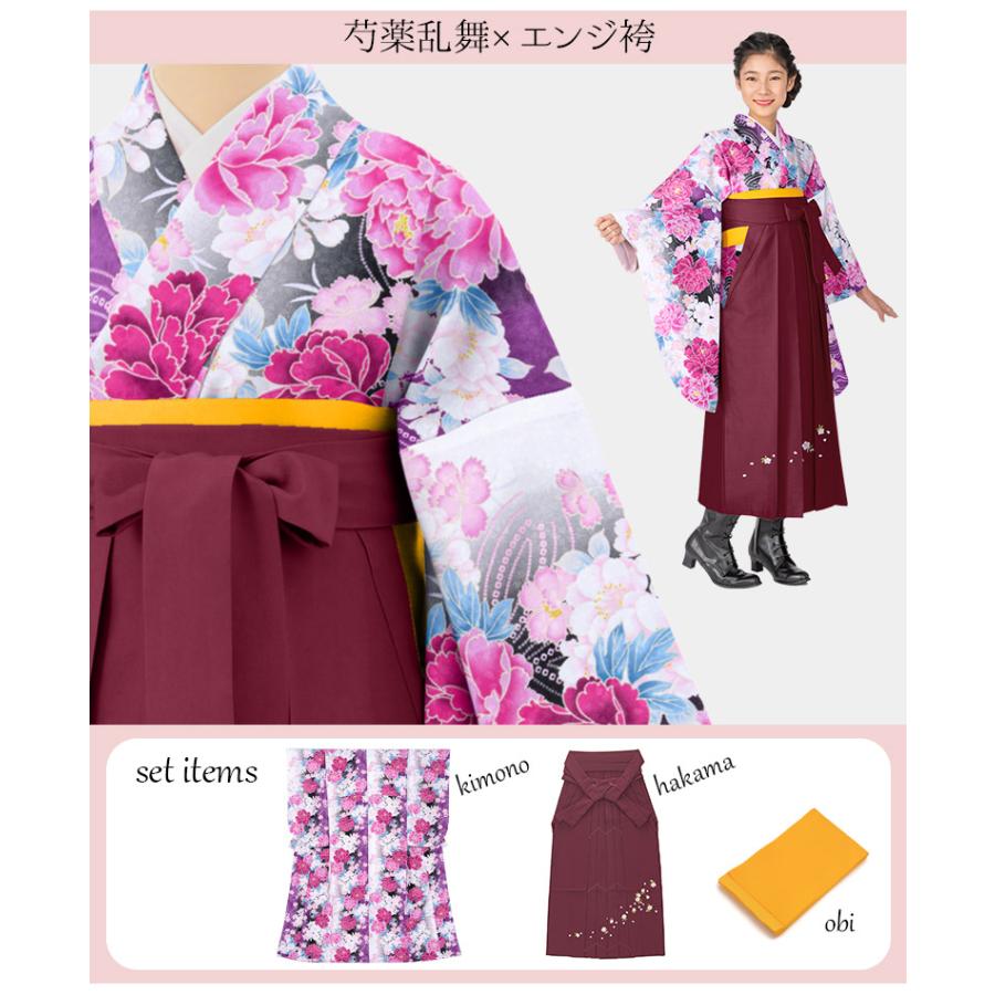 卒業式袴3点セット 小紋柄 二尺袖 着物 刺繍袴 レトロモダン 卒業式袴3点セット 小紋柄 二尺袖 着物 刺繍袴 レトロモダン