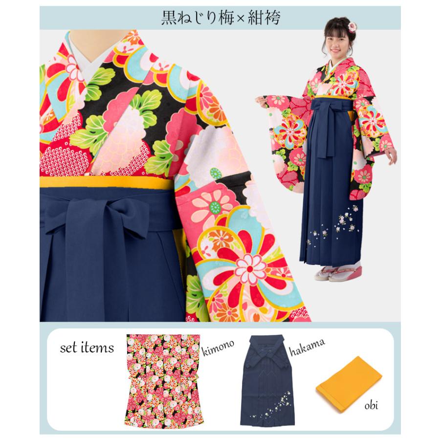 卒業式袴3点セット 小紋柄 二尺袖 着物 刺繍袴 レトロモダン 卒業式袴3点セット 小紋柄 二尺袖 着物 刺繍袴 レトロモダン
