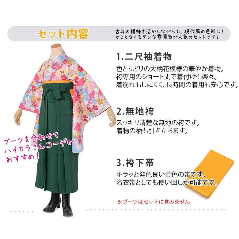 卒業式 袴セット レディース 二尺袖 着物 ショート丈 小紋柄 卒業式 袴セット レディース 二尺袖 着物 ショート丈 小紋柄