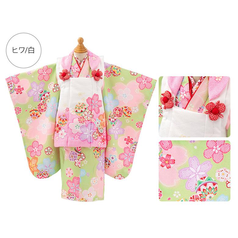 七五三 着物 3歳 被布 セット 女の子 フルセット 花 鞠 ホワイト 七五三 着物 3歳 被布 セット 女の子 フルセット 花 鞠 ホワイト