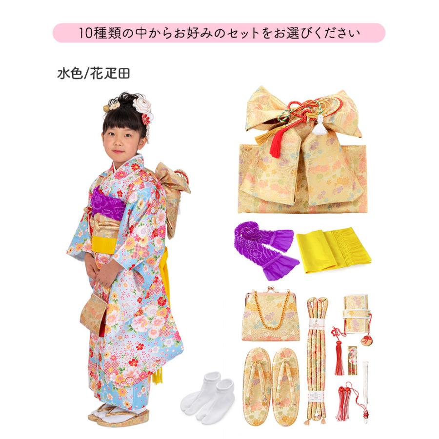 七五三 着物 四つ身 セット 女の子 7歳 7才 小紋柄 結び帯 筥迫 七五三 着物 四つ身 セット 女の子 7歳 7才 小紋柄 結び帯 筥迫