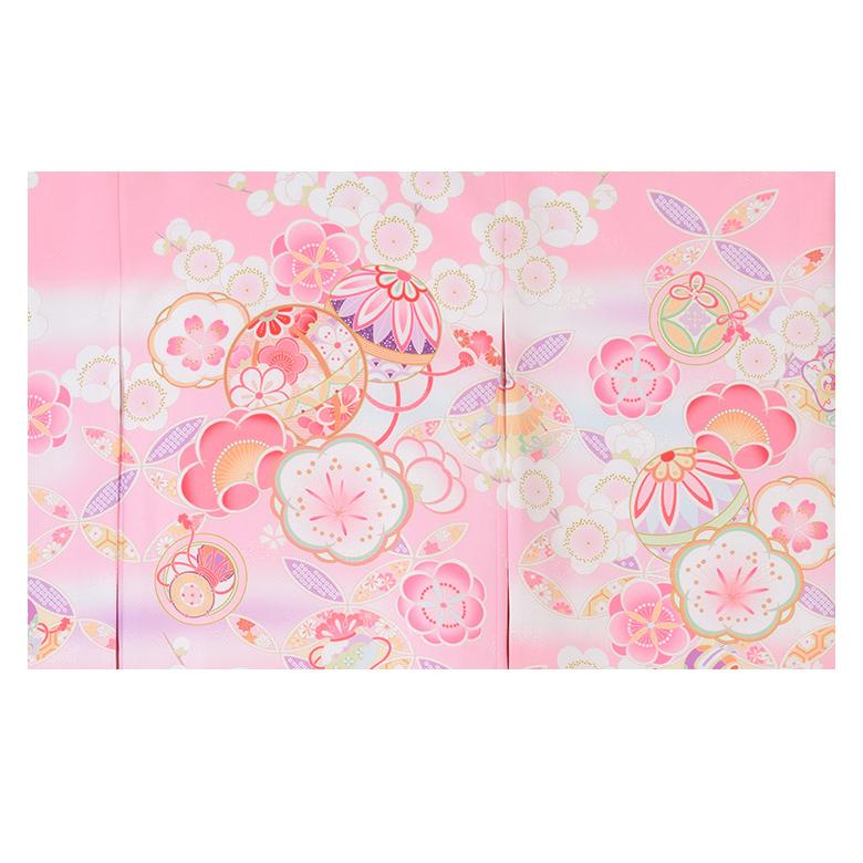 ★お客様決定★アンティークの女の子の着物▪赤ピンク地手鞠、読本、宝珠など幸多かれ 産着 お宮参り 着物 初着 女の子 赤 ピンク 鞠 のし 桜 梅 掛着