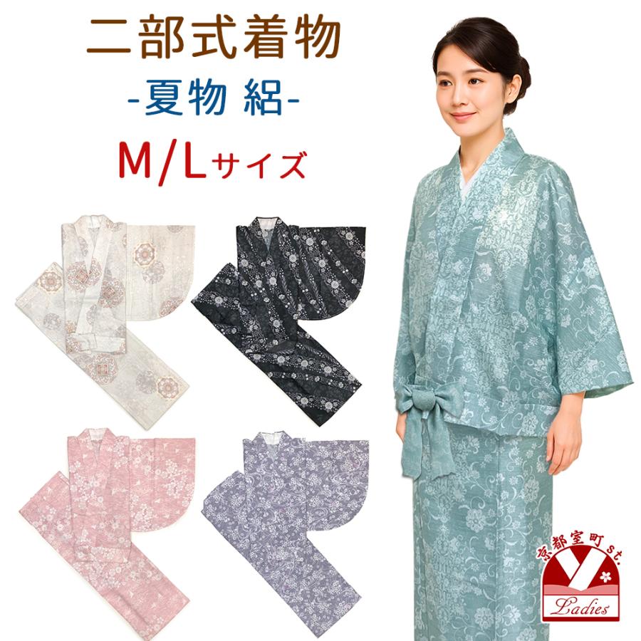 二部式着物 夏着物 絽 小紋 洗える着物 M/Lサイズ「えらべる5種類