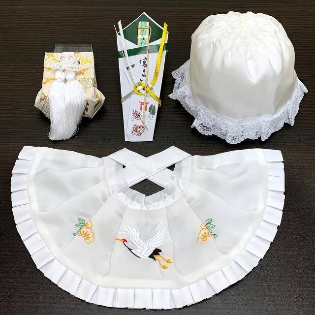お宮参り 男の子 赤ちゃん用 日本製 正絹 よだれかけ 帽子 小物 4点