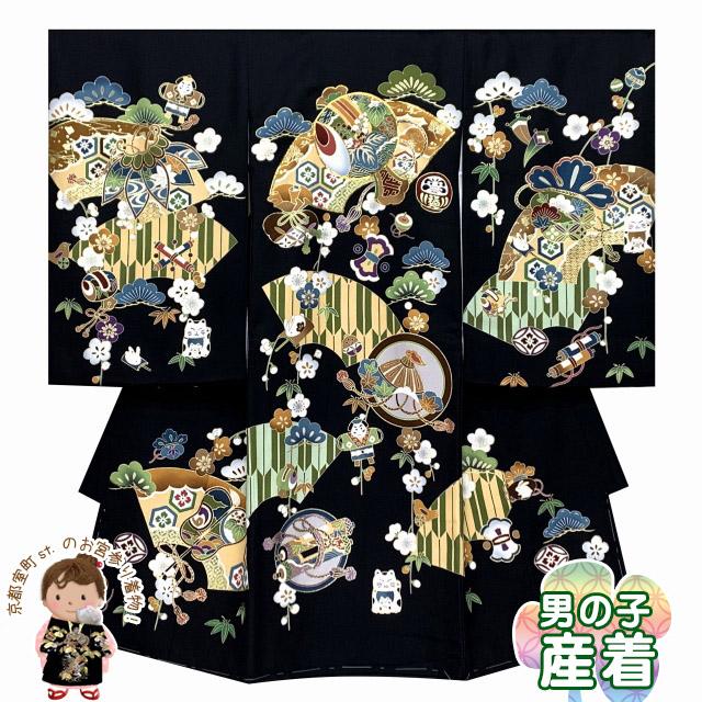 お宮参り 着物 男の子 赤ちゃんのお祝い着 日本製 熨斗目 刺しゅう入り