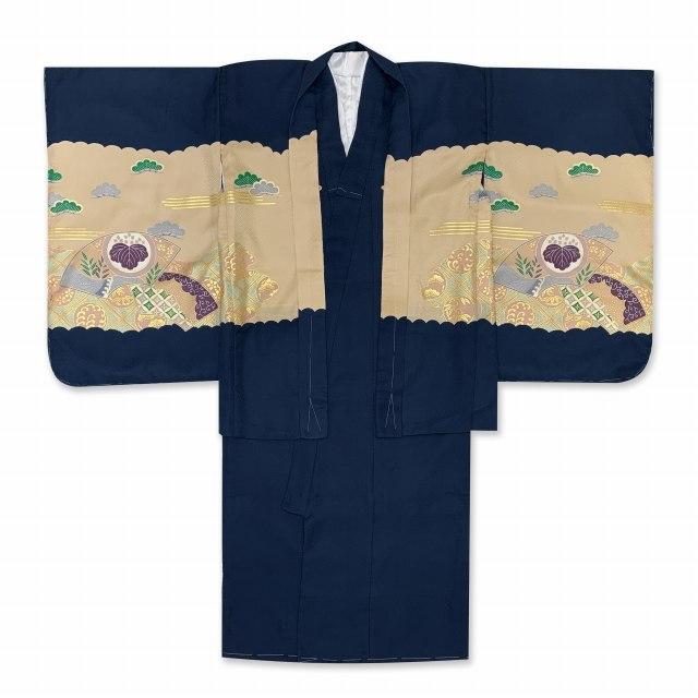 京都室町st. 七五三 着物 5歳 男の子 日本製 正絹 金彩 刺繍入り 羽織
