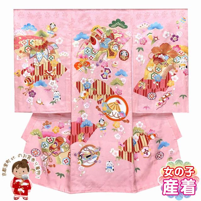 お宮参り 着物 女の子 赤ちゃんのお祝い着 日本製 金駒刺繍 産着 初着