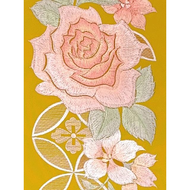 半衿 振袖に 華やかな刺繍入りの半襟 合繊 日本製 変わり色 金茶 薔薇に七宝 Hne615 Hne615 七五三着物 浴衣の京都室町st 通販 Yahoo ショッピング