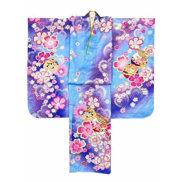 Y☆2779☆ 子供着物 七五三 女の子 7才 青み紫 花柄 おとぎ話風 Y