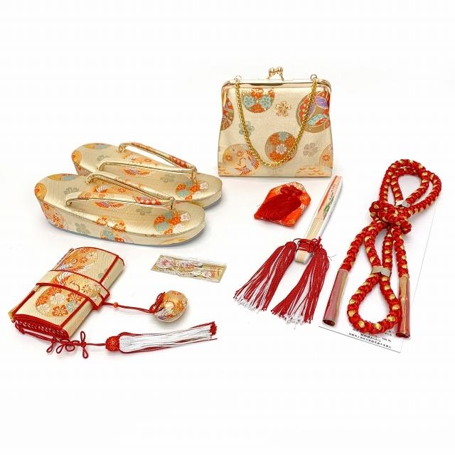 七五三セット祝帯ペアセット中サイズ金鞠草履18cm箱入り