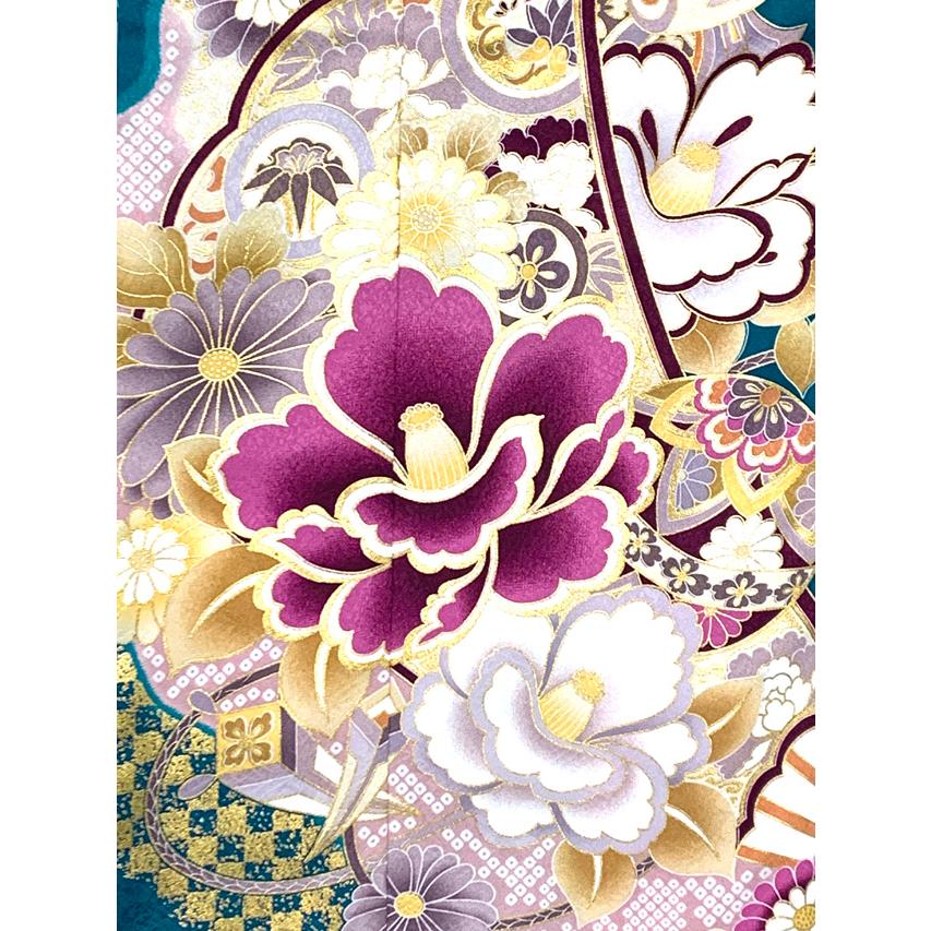 薄紫　金駒刺繍　四季の草花　七五三　7歳　13点フルセット 薄紫金駒刺繍四季の草花七五三7歳13点フルセット