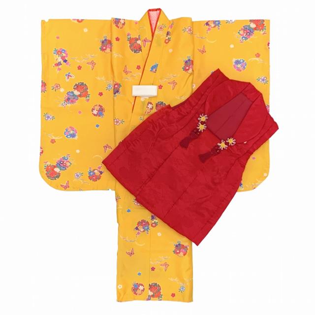 京都室町st. 七五三 3歳 着物 被布セット 女の子 被布コートと着物 フルセット「赤ｘ黄色」WHFG-R-B｜kyoto-muromachi-st｜03