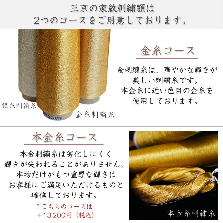 京縁起 家紋刺繍額 - 雅 - オーダーメイド 家紋額 風流な掛け軸タイプ 選べる刺繍糸・生地色 家紋 刺繍 西陣織生地 米寿祝い 新築祝い 日本製 送料無料_7