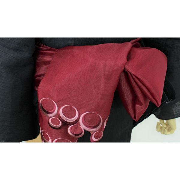 半幅帯 兵児帯 着物 浴衣 日本製 オーガンジー 刺繍 obisiffon ワインレッド 赤 |  | 02