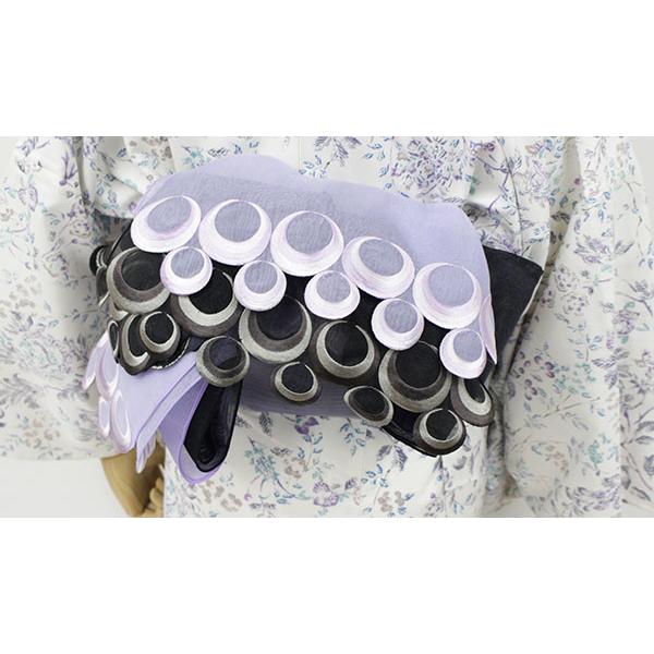 半幅帯 兵児帯 着物 浴衣 日本製 オーガンジー 刺繍 obisiffon 2本 セット ラベンダー ブラック 藤色 薄紫 黒 |  | 02