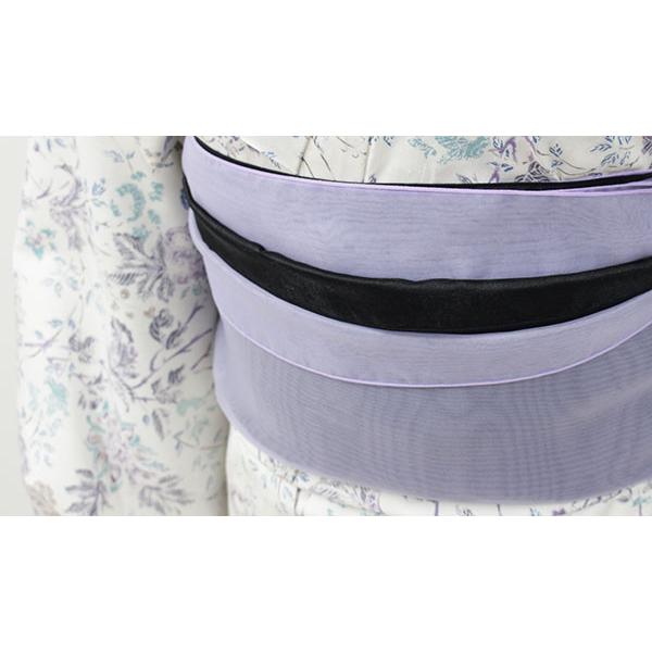 半幅帯 兵児帯 着物 浴衣 日本製 オーガンジー 刺繍 obisiffon 2本 セット ラベンダー ブラック 藤色 薄紫 黒 |  | 03