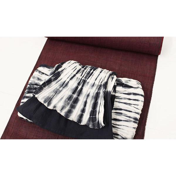 兵児帯 着物 浴衣 日本製 綿 絞り 白 黒 モノトーン :30601:京都 