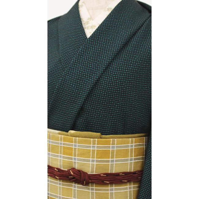 着物 小紋 絹 反物 日本製 カジュアル アンティーク オリジナル 市松 