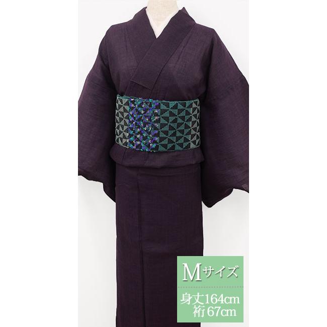 夏 着物 麻 近江ちぢみ プレタ 洗える 仕立て上がり Mサイズ 無地 