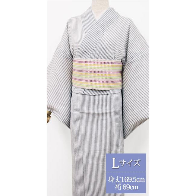 夏 着物 麻 近江ちぢみ プレタ 洗える 仕立て上がり Lサイズ