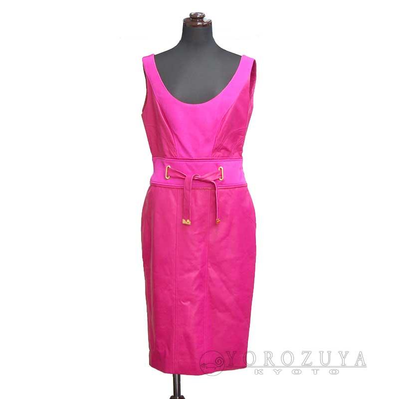 Versace ヴェルサーチ ノースリーブワンピース レザー ピンク 42 ひざ丈 中古 京都よろず屋 Yahoo 店 通販 Yahoo ショッピング