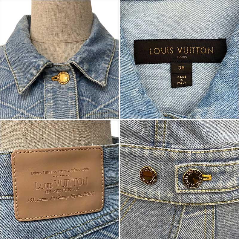 ルイヴィトン　膝丈　デニムスカート　ライトブルー　ロゴテープ　ロゴ金具 SALE】 LOUIS VUITTON ルイ・ヴィトン デニム セットアップ