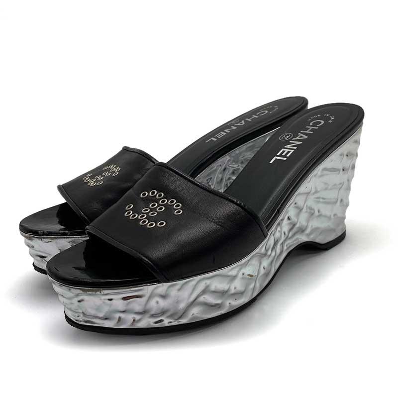 Chanelシャネル ココマーク ミュール サンダル 黒 37