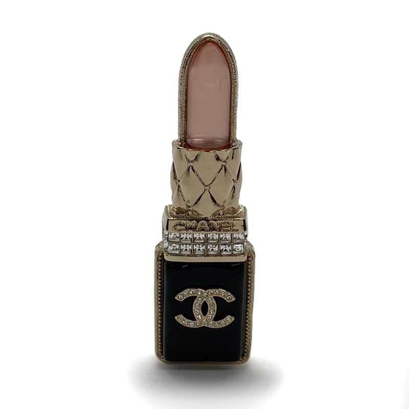 CHANEL シャネル リップスティック ブローチ ゴールド ブラック CHANEL シャネル リップスティック ブローチ ゴールド ブラック