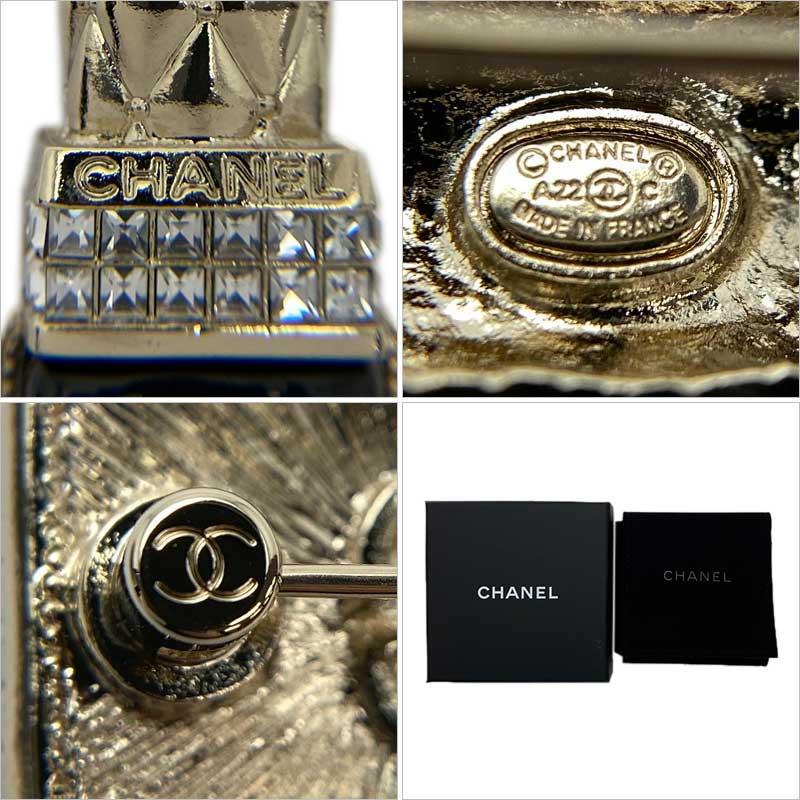 CHANEL シャネル リップスティック ブローチ ゴールド ブラック CHANEL シャネル リップスティック ブローチ ゴールド ブラック