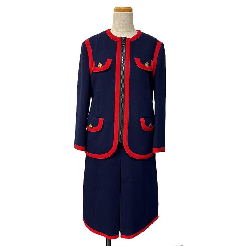 GUCCI グッチ セットアップ ノーカラージャケット スカート ウール 