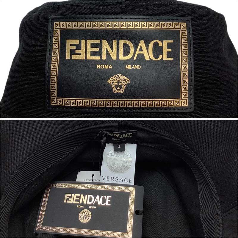 FENDACE フェンダーチェ ロゴバケットハット VERSACE ヴェルサーチ FENDI フェンディ ブラック ゴールド コットン #S 帽子  【新品】