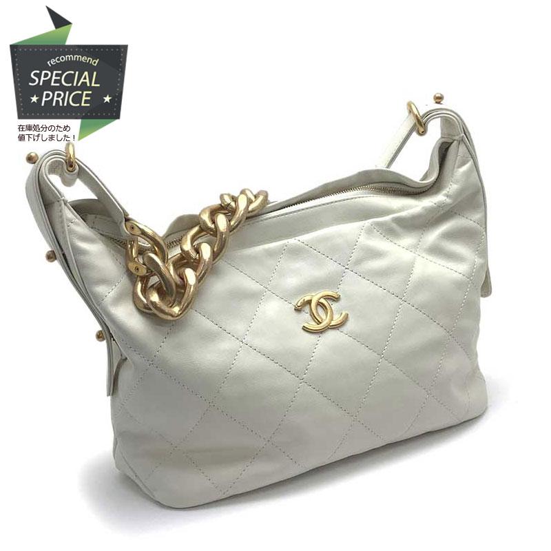 CHANEL シャネル ホーボーバッグ カーフスキン ホワイト AP2910 