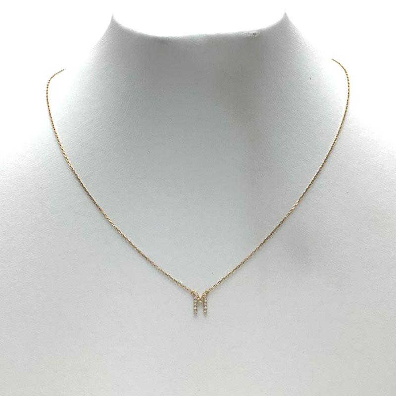 AHKAH アーカーダイヤイニシャルM ネックレスK18