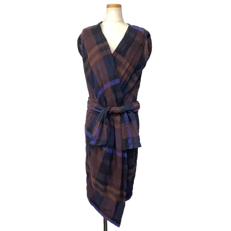 HERMES エルメス ノースリーブ シャツワンピース コットン ブラウン