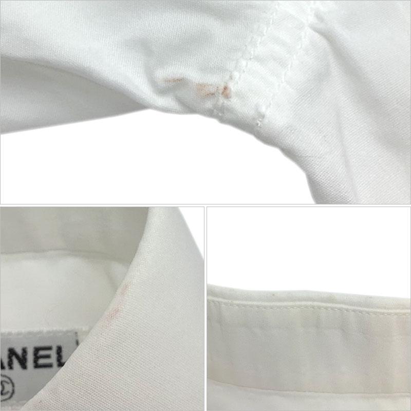CHANEL シャネル 長袖シャツ コットン ホワイト #36 P04946 ココ CHANEL シャネル 長袖シャツ コットン ホワイト #36 P04946 ココ