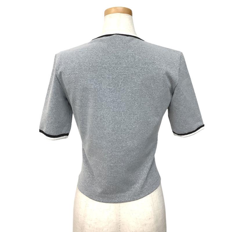 【極上美品】CHANELシャネル半袖ジャケット　グレー CHANEL シャネル 半袖 トップス ナイロン スパンデックス グレー